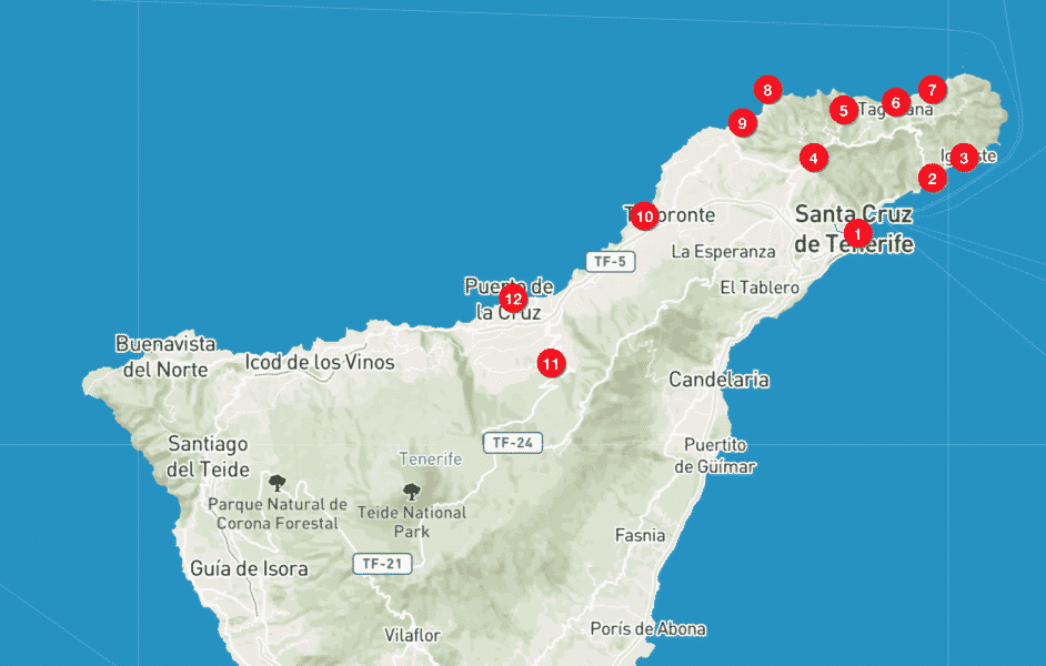 Mappa Tenerife Nord